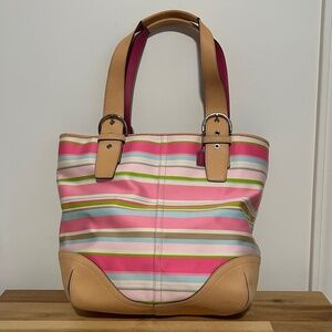 EUC Coach No. M05S-5175 Hampton Striped Tote / Shoulder Bag